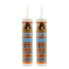 Gorilla Waterproof Caulk & Seal Silicone Sealant, 10Oz Cartridge (Pack of 2) - Clear Caulking Sealant for Kitchen, Window, Bath, Marine, Door and More