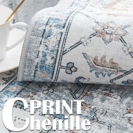 jinchan Runner Rug 3x8 - Bohemian Hallway Rug Kitchen Rug Washable Rug Floral Runner Non Slip with Rubber Backing Thin Vintage Carpet Runner for Bedroom Bathroom Laundry Room Living Room Grey