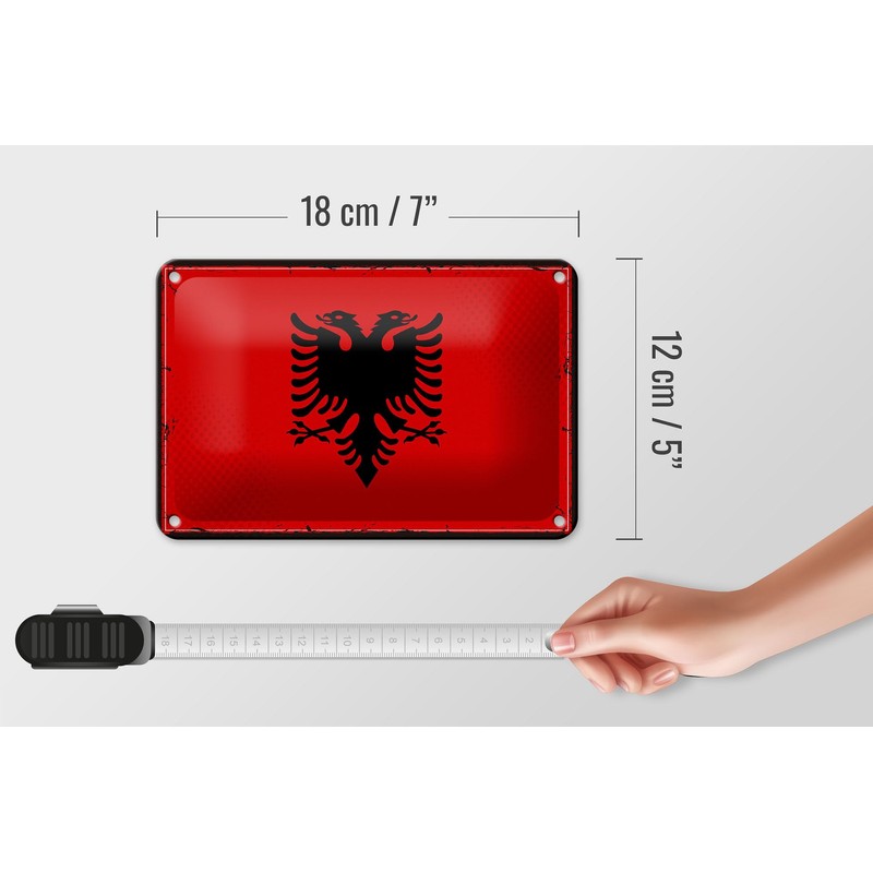 Tin Sign Albania Flag 18 x 12 cm Retro Flag