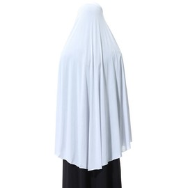 Ababalaya Women's Elegant Modest Muslim Islamic Ramadan Soft Lightweight Jersey Hijab Long Scarf,White,L