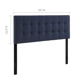 Ergode Emily Button Tufted Linen Fabric Upholstered Full Headboard | Elegant Design | Durable Construction | Tranquil Sleep | Navy