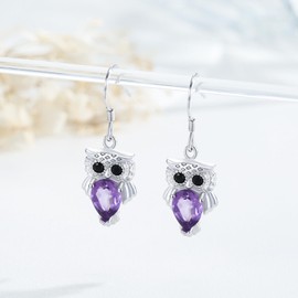 Owl Crystal Earrings 925 Sterling Silver Animal Dangle Jewellery Anniversary Birthday Mother's Day Gift for Women Teen Daughter