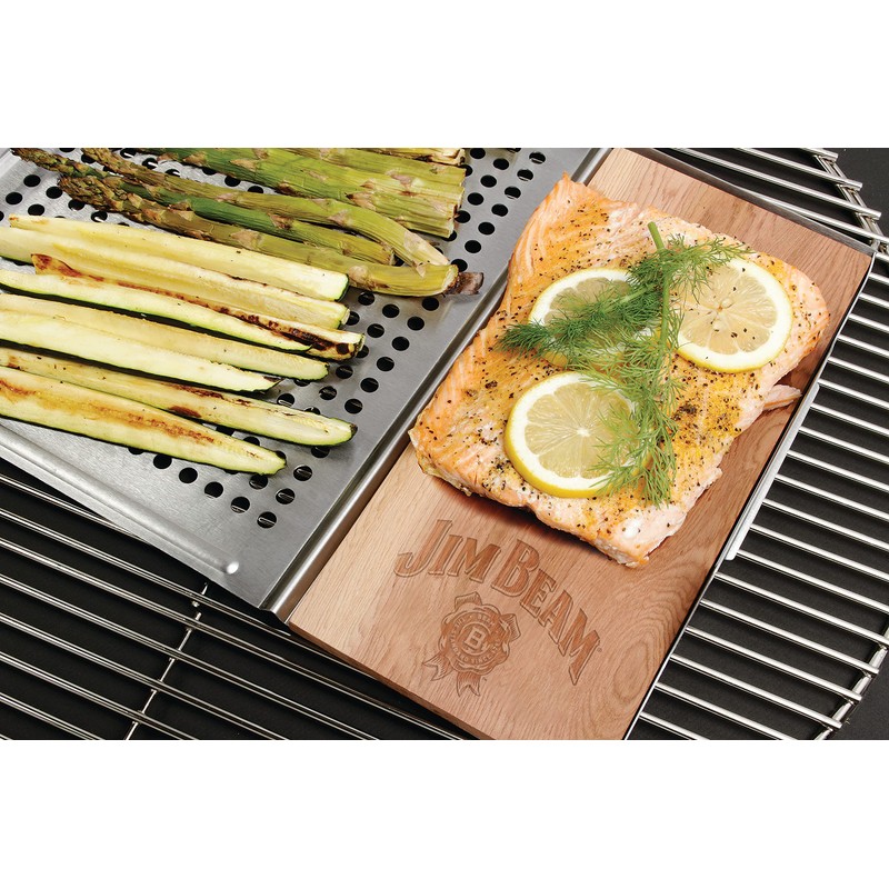 Jim Beam Cedar Plank Grill Topper Set Silver Accessory JB0162