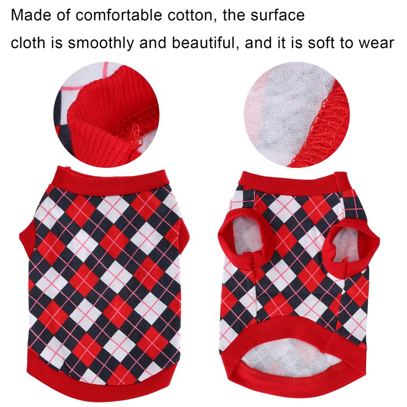 Pet Pig Spring Summer Sleeveless TShirt Pet Vest Sweatshirt Rhombus