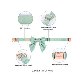 Unique style paws Silk Green Color Dog Collar Adjustable Durable Dog Collar with Bow Wedding Bowtie Collar for Large Dogs