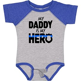 inktastic My Daddy Is My Hero Police Officer Family Baby Bodysuit 18 Months Baseball Heather and Royal 39408