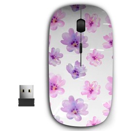 KAWAMOUSE 2.4G Ergonomic Portable USB Wireless Mouse for PC, Laptop, Computer, Notebook with Nano Receiver (Watercolor Summer Flowers)