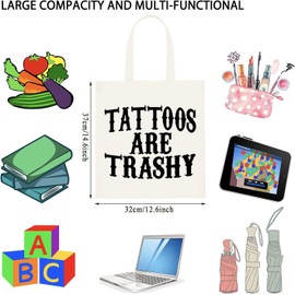 WCGXKO Tattoo Gifts For Women Tattoo Artist Gift Tattoos Are Trashy Tote Bag Tattoo Inspired Gift (Tattoos Tote)