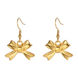 KKJOY Cute Small Tiny Bow Dangle Earrings Stainless Steel Dainty Ribbon Bow Tie Pendant Earrings Trendy Prom Bowknot Jewelry for Women Charming Ladies (Bow 3)