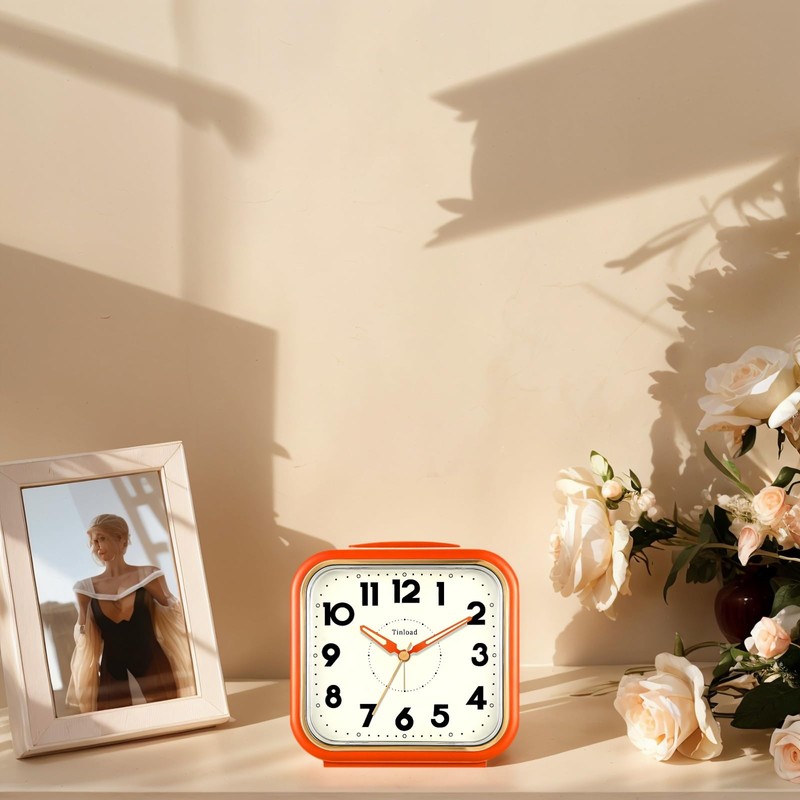 Tinload 5.5" Large Analog Alarm Clock • Silent Non Ticking
