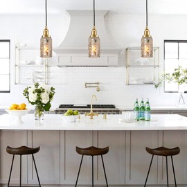 Voguad Electroplated Floral Pattern Replacement Glass Lamp Shade 3 Pack, Frosted Glass Light Cover for Light Fixture,Glass Shade for Wall Sconce,Kitchen Pendant Light,Bedside Lamp,1 5/8 Inch Fitter