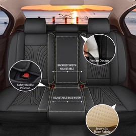 DISUTOGO Seat Covers Fit for Kia Sorento 2007-2023 2024 2025 Car Seat Covers Full Set Faux Leather Breathable Waterproof Car Seat Cushions (5 Seats, Black)