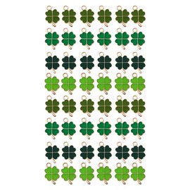 XPEX 48 Pieces Four Leaf Clover, Pendant Metal Necklaces Accessories DIY Crafts Jewellery Ornaments Car Key Ring Lucky Key Chain, Farewell Gift Students, Clover Small Gifts