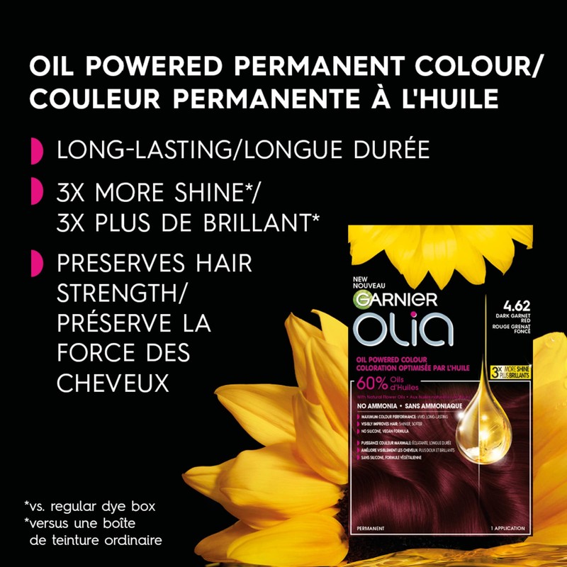 Garnier Olia Permanent Hair Dye, Ammonia-Free Hair Color, 4.62 Dark