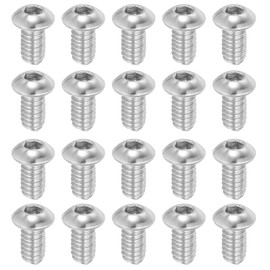 PATIKIL 1/4-20x1/2" Button Head Socket Cap Screws, 20 Pcs 304 Stainless Steel 18-8 Socket Cap Screw Bolts Allen Hex Drive Full Thread Fine Thread UNC