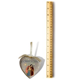 2024 Christian Christmas Tree Ornament, Heart Shaped for Unto Us a Child is Born with Cartoon Holy Family Image Bulk Hanging Ornaments, Pack of 6, 5.5 Inches