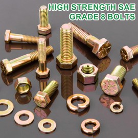 FOLIV 566Pcs Heavy Duty Bolts and Nuts Assortment Kit, Grade 8 Hex Screws Bolts Nuts Kit, 1/4-20 5/16-18 3/8-16, 15 Common Sizes Included