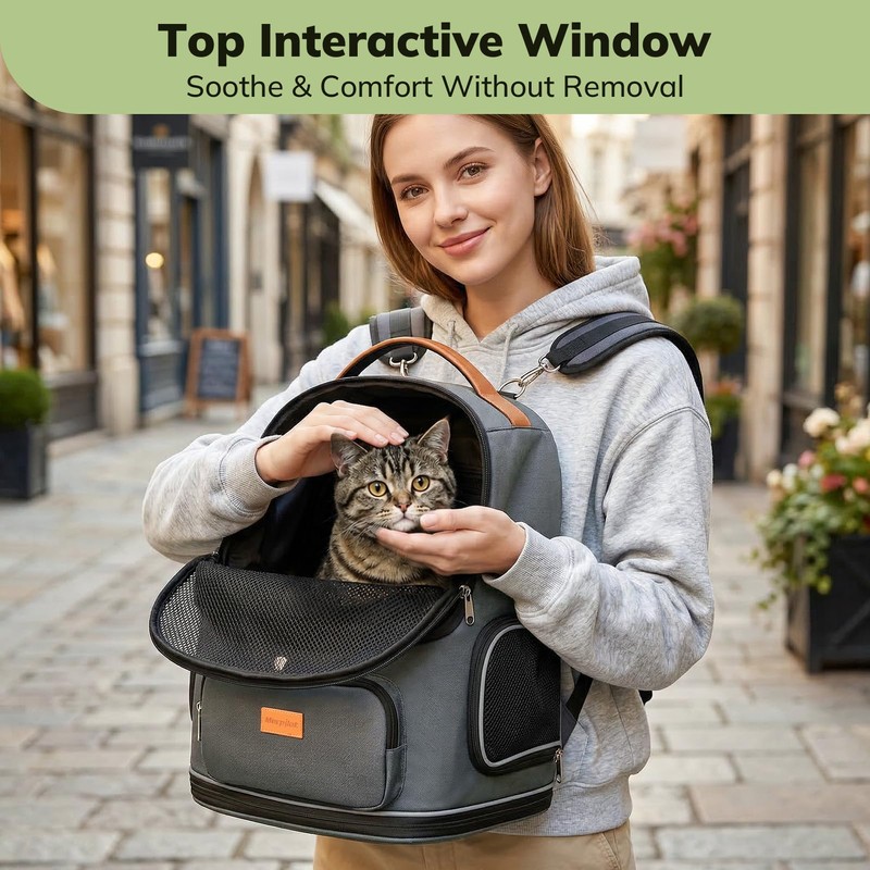 Morpilot Expandable Cat Carrier Backpack for Small Dogs & Cats