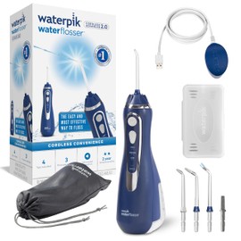 Waterpik Cordless Advanced Water Flosser with 3 Pressure Settings, Dental Plaque Removal Tool Ideal for Travel or Small Bathrooms with USB Charger, Blue (WP-583UK)
