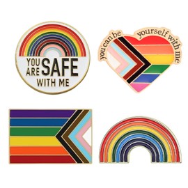 Pack of 4 Pride Pin, Rainbow Pride Pin, Rainbow Pins Set, Metal Brooch Clothing Accessories for Backpacks, Jewellery, Hats, Jacket Decoration, Funny Rainbow Accessories, 0, Metal