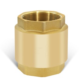 2" NPT Brass Vertical Check Valve, NPT Thread Vertical Lead-Free In-Line Spring Check Valve, Non Return One Way Counterflow Valve to Prevent the Medium Backflow for Oil Water Gas Air DN50