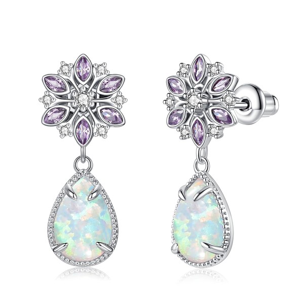 CiNily Dangle Stud Earrings for Women Hypoallergenic Dainty Flower Stud,