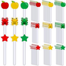 90 Pieces Counting Sticks Colorful Cardboard Count Sticks Grouping Puzzle Stick Labels Kids Early Education Materials for Pocket Chart, Classroom Management, DIY Crafts (Star, Frog, Apple)