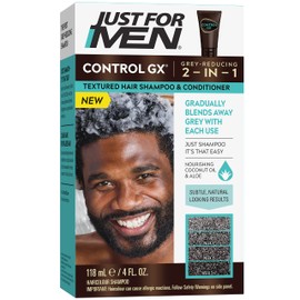 Just for Men Control GX Grey Reducing Shampoo for Textured Hair, Gradual Hair Color for Men with Keratin, 4 Fl Oz - Pack of 1 (Packaging May Vary)