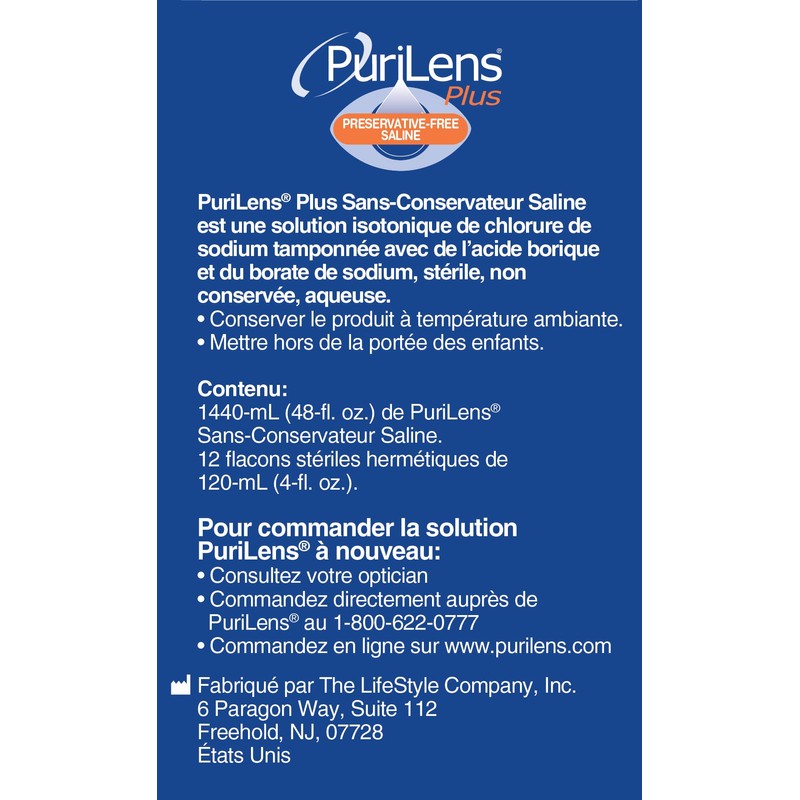 Purilens Plus Preservative-Free Contact Lens Saline 120ml (4 fl. oz.)