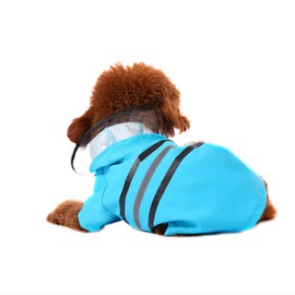 Wizland Reflective Dog Raincoat Dog Rain Jacket with Hood Lightweight Waterproof Rain Coat for Puppies (Blue M)