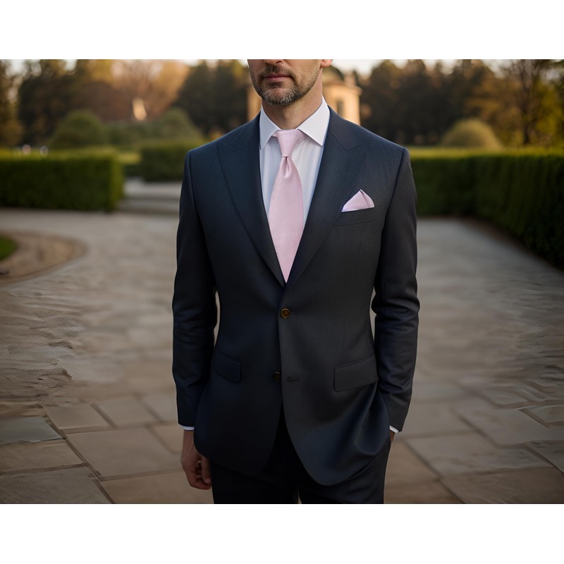 S&W SHLAX&WING Men's Necktie, Plain, Pink, General Dimensions, Weddings, Receptions,