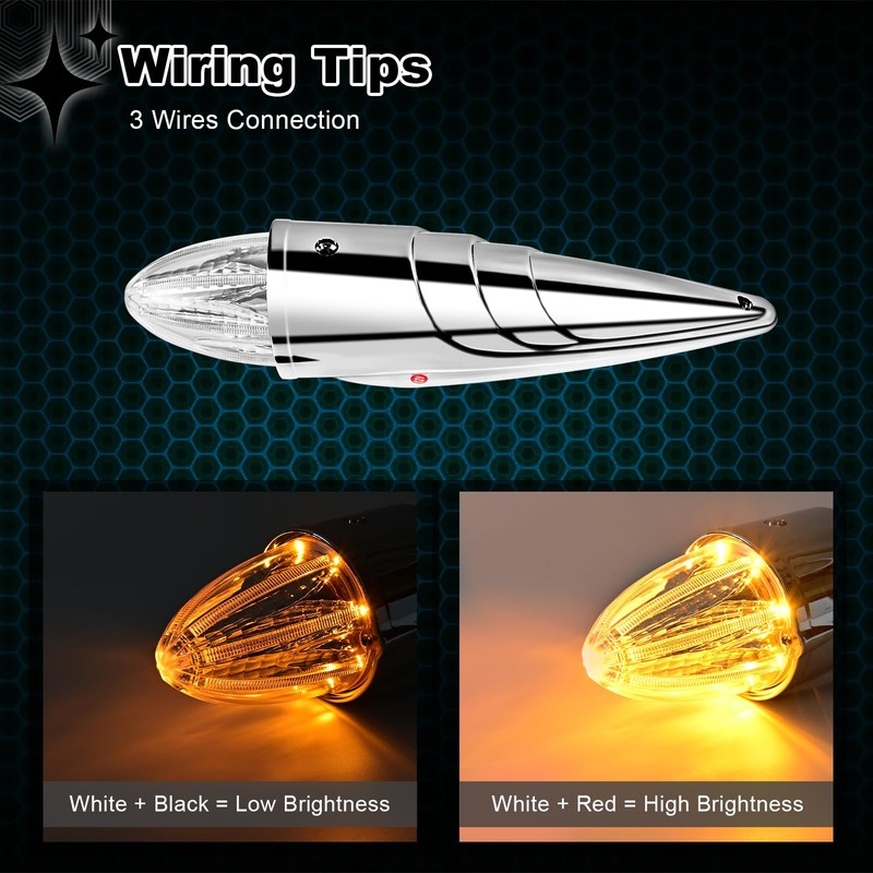 Wodvyss 5pc Super Bright Amber Yellow LED Clear Lens Torpedo
