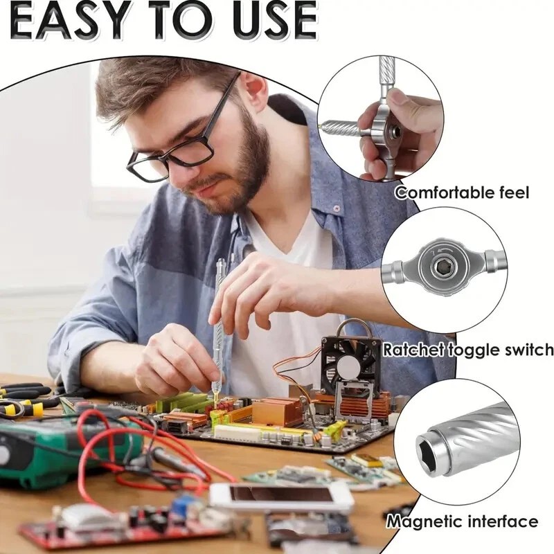 30 in 1 Magnetic Ratchet Screwdriver Set, Precision Bits, Ratchet