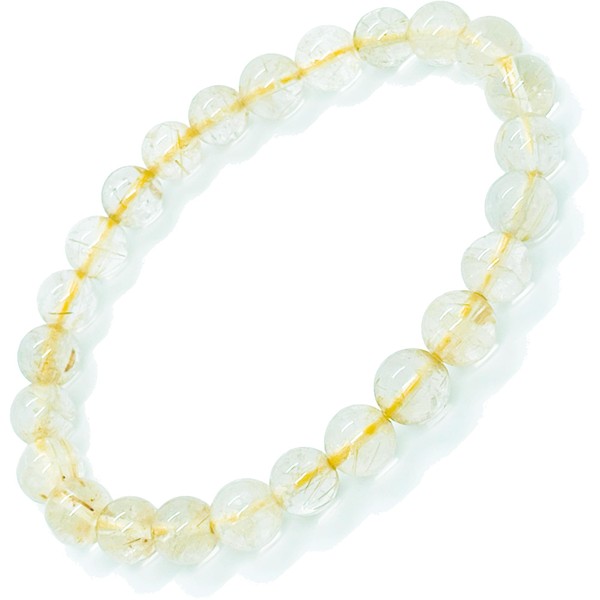 [hibikurasu] Rutilated Quartz Money Luck Power Stone Bracelet Prayer Beads Crystal with Crimson Stone, Gemstone