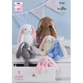 King Cole Truffle Knitting Pattern for Small or Large Bunny Rabbit Toys (9143)