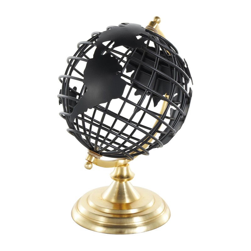 Deco 79 Aluminum Metal Open Framed World Globe with Wire