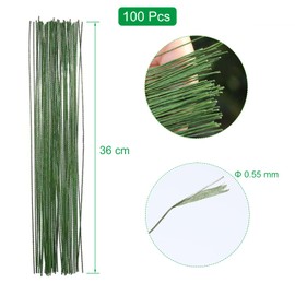 Craft Wire, Green, Pack of 100 Binding Wire, Floristry Wire, Flower Trunk Wire for Crafts, Plug-In Wire, Floristry for Dried Flowers, Flower Wreath, Plants Accessories (36 cm x 0.55 mm)