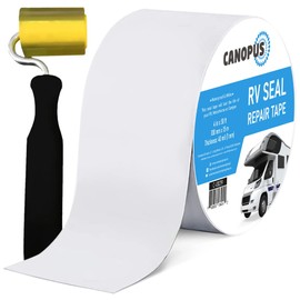 CANOPUS RV Sealant Tape, White, 4 Inch x 50 Feet with Roller, Roof Patch Repair Tape, Waterproof Leak Tape for RV punctures, Boat Sealing, Camper, Awning, Canopy, Tents, Tarpaulin and Greenhouse