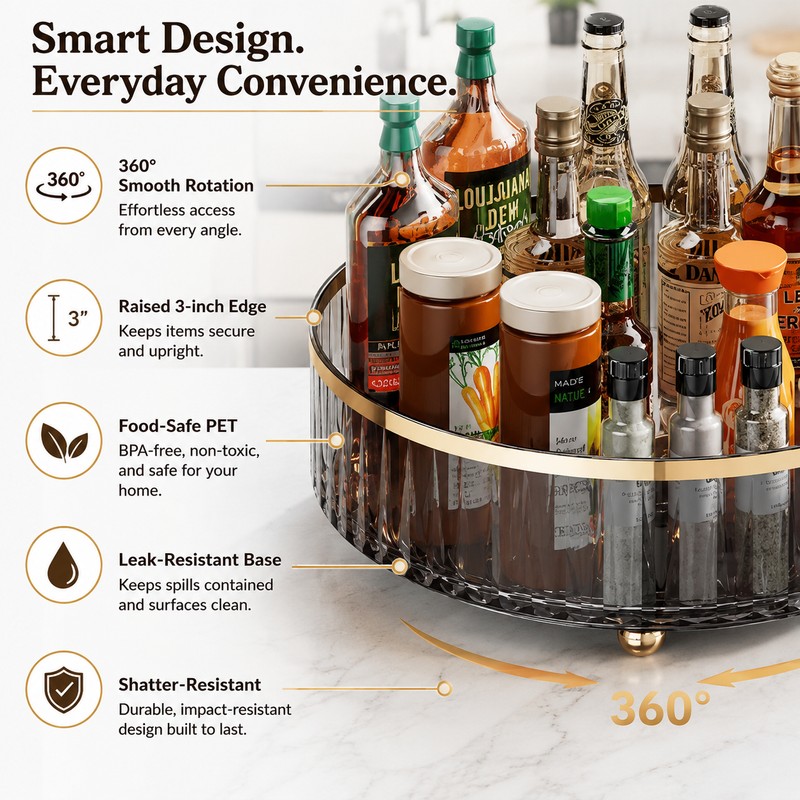 Rotating Pantry Organizer for Kitchen Storage – Clear Lazy Susan