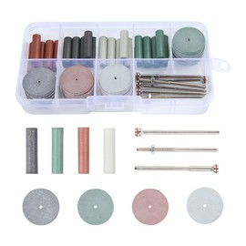 Silicone Polishing Wheels Kit Mixed Lab Buffing Wheel Rotary Hand Pieces Tool Assortment Kit 40pcs 4 Colors Rubber + 6 Pcs Mandrel Shank for Jewelry, Jade and Carving