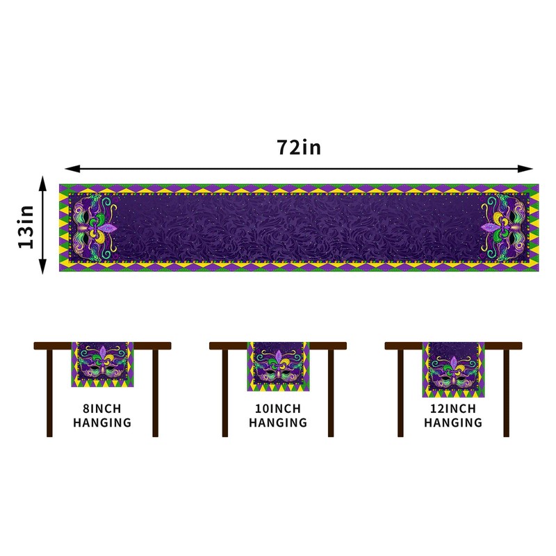 Rvsticty Linen Mardi Gras Table Runner New Orleans Brazi Carnival