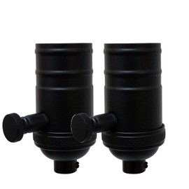 Royal Designs, Inc. Vintage Turn Knob Dimmer Lamp Socket for Incandescent LED Bulbs, Matte Black, Set of 2