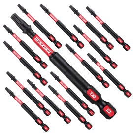 GEINXURN 15Pieces T20 3 In. Insert Driver Bits,Impact Tough Magnetic #20 Torx Head Power Bits, S2 Alloy Steel T20 Screwdriver Bits Set