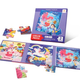 Magnetic Puzzles for Kids Ages 4 5 6 7, 3 in 1 Mermaid and Unicorn Jigsaw Puzzles Book, Educational Travel Toy for Toddlers, for Boys Girls Birthday Gifts