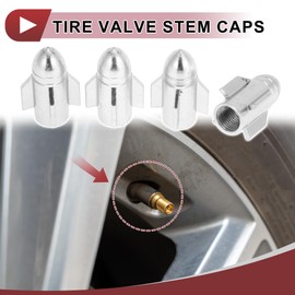 HEROFFIX 4 Pcs Rocket Style Tire Valve Stem Caps Decorative Tyre Valve Dust Covers 7x25.4mm Silver Tone Aluminum Alloy