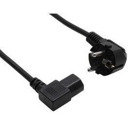 Power cable – Angled Schuko to IEC Angled Left – 0.5 m – Black