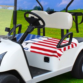 QIULIBMH Golf Cart Seat Covers 100% Microfiber American Flag Golf Cart Seat Towel Blanket Fits Most Golf Cart Seat Golf Cart Accessories 51''x 31'' (American Flag)