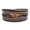 RIAH FASHION Bohemian Leatherette Wrap Multi Layer Statement Bracelet -