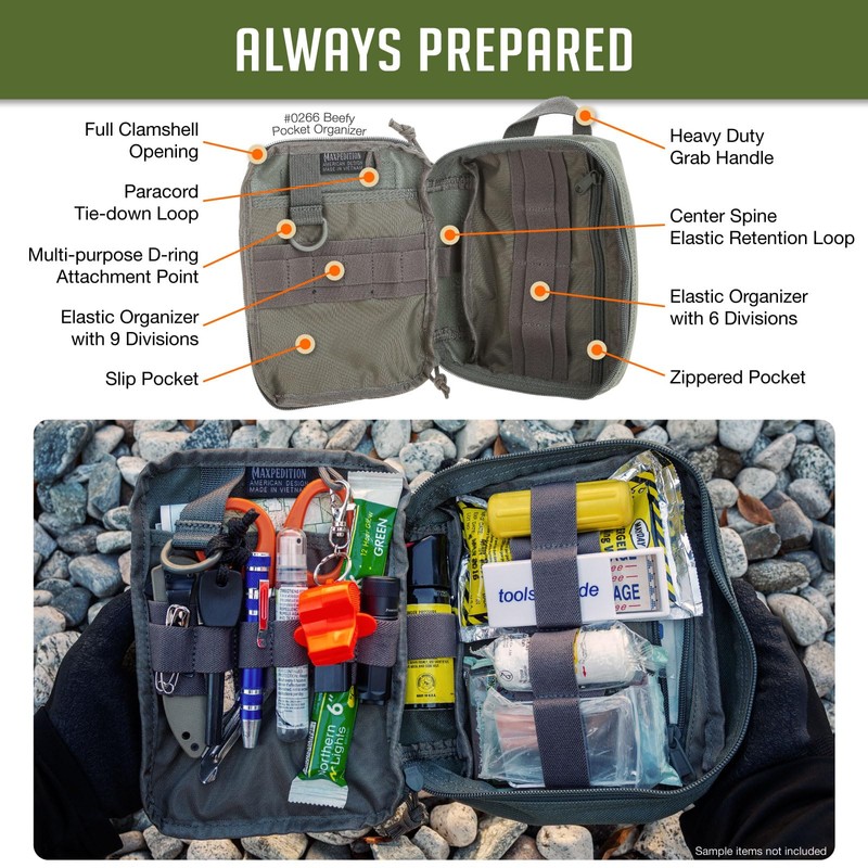 MAXPEDITION Beefy Pocket Organizer (Foliage Green) Compact, MOLLE-Compatible, 1000D Nylon
