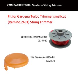RUIITEN 5364-20 Replacement Spools and Caps for Gardena Turbo Trimmer SmallCut Art 2401 (10 Spools + 2 Caps)